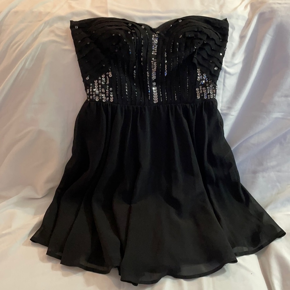 Black, chest fitted with sequences cocktail dress